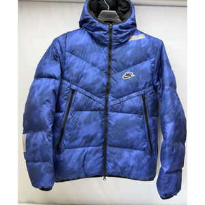 Nike Shield Down Fill Wind Runner Puffer Jacket Blue Camo CU4406-492 Med